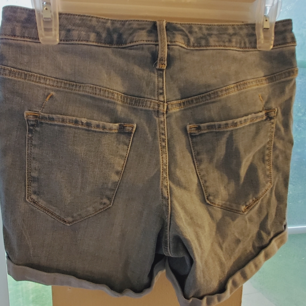 High rise midi denim shorts